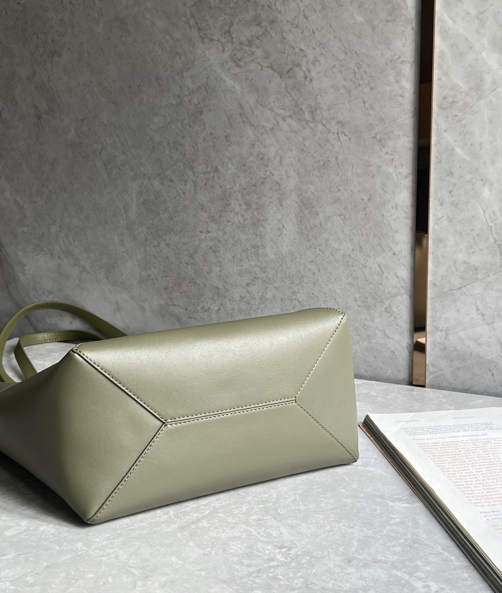 Loewe Medium Puzzle Fold Tote in Shiny Calfskin Light Green